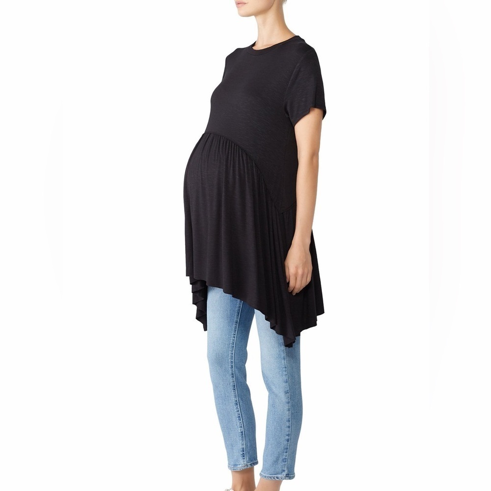 Isabel Maternity by Ingrid & Isabel Black Handkerchief Hem top size small